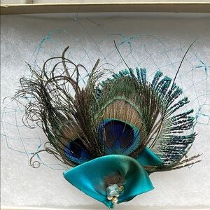 Peacock Feather Fascinator with Teal Accents